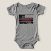 Made in America baby bodysuit with American flag (Design Recto)