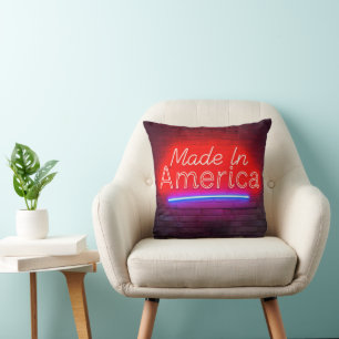 Made In America Neon Bord Op Baksteen Kussen