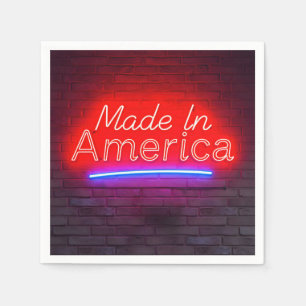 Made in America Neon teken op baksteen Servet