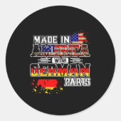 Made In America With German Parts Ronde Sticker (Voorkant)