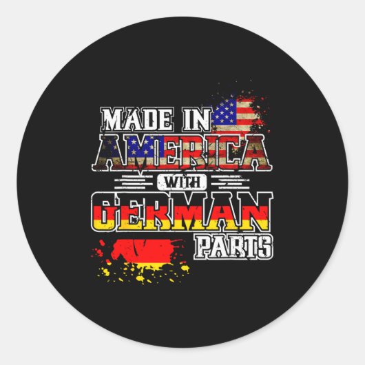 Made In America With German Parts Ronde Sticker (Voorkant)