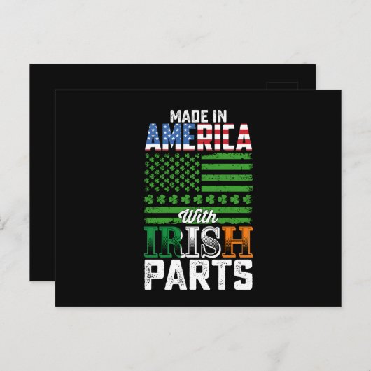 Made in America with Irish Parts St Patrick's Day Briefkaart (Voorkant / Achterkant)