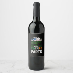 Made in America with Irish Parts St Patrick's Day Wijn Etiket