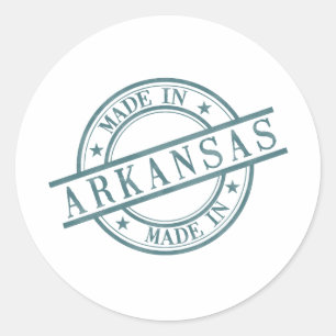 Made in Arkansas Green Round Rubber Stamp Logo Ronde Sticker