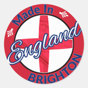 Made in Brighton England St George Flag Ronde Sticker