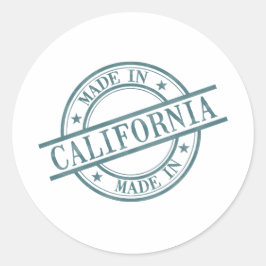 Made in California Green Round Rubber Stamp Logo Ronde Sticker
