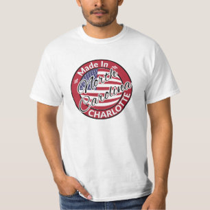 Made in Charlotte North Carolina USA Flag T-shirt