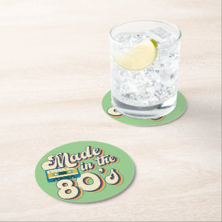 Made in de 80 Retro Wave  esthetica Ronde Kartonnen Onderzetter