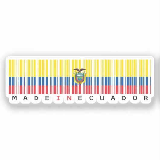 Made in Ecuador Barcode Flag Sticker (Voorkant)