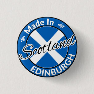 Made in Edinburgh Scotland Saltire Flag Ronde Button 3,2 Cm