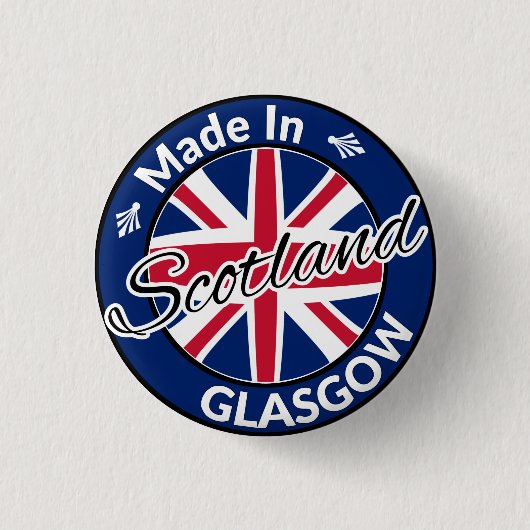 Made in Glasgow Scotland Union Jack Flag Ronde Button 3,2 Cm (Voorkant)