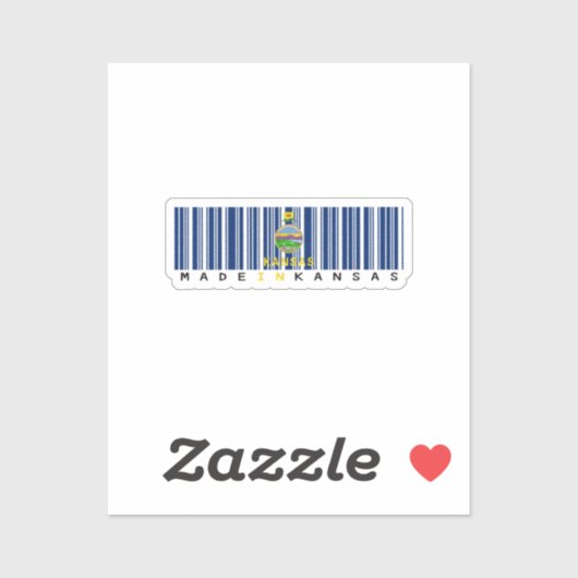 Made in Kansas Barcode Sticker - State Pride (Feuille)