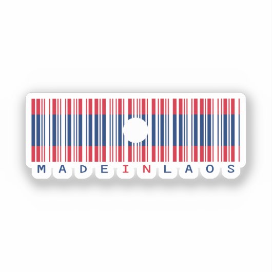 Made in Laos Barcode Flag Sticker (Voorkant)