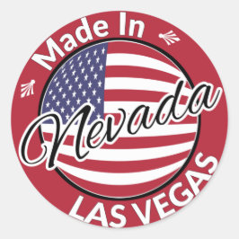 Made in Las Vegas Nevada USA Flag Ronde Sticker