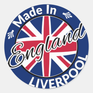Made in Liverpool England Union Jack Flag Ronde Sticker