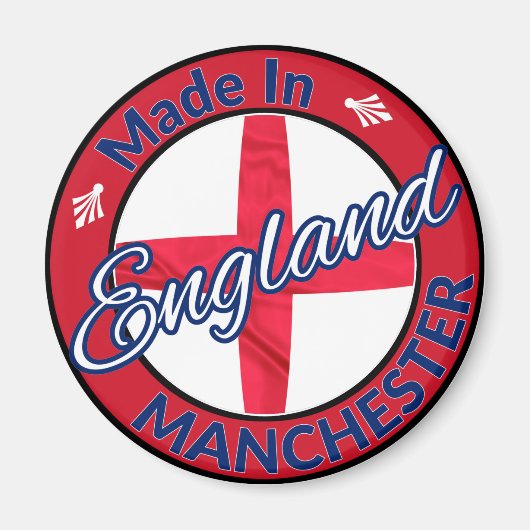 Made in Manchester England St George Flag Magneet (Voorkant)