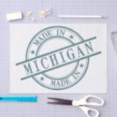 Made in Michigan Stamp Style Logo Symbool Green Tissuepapier (Craft)