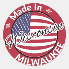 Made in Milwaukee Wisconsin USA Flag Ronde Sticker