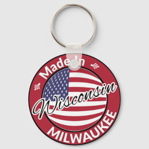 Made in Milwaukee Wisconsin USA Flag Sleutelhanger