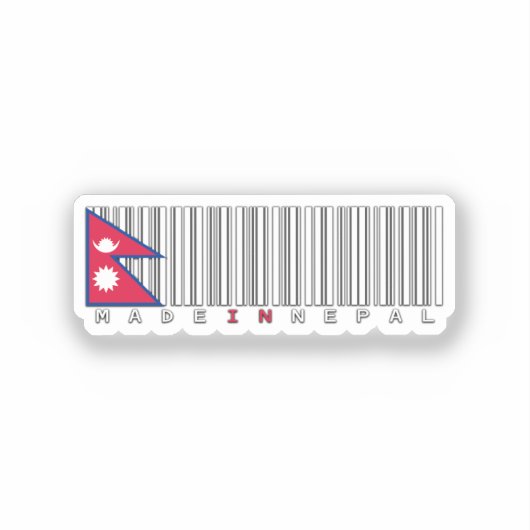 Made in Nepal Barcode Flag Design Sticker (Voorkant)