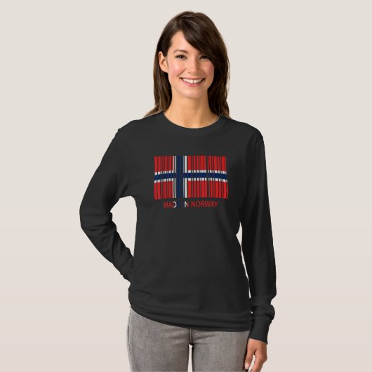 Made in Norway Flag Barcode T-shirt (Voorkant volledig)
