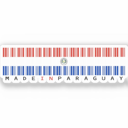 Made in Paraguay Barcode Flag Sticker (Voorkant)