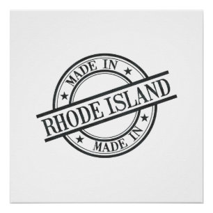 Made in Rhode Island Stamp Style Symbol Black Perfect Poster