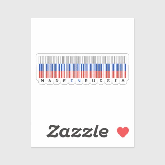 Made in Russia Barcode Flag Sticker (Vel)