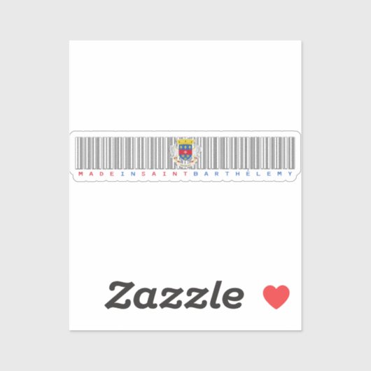 Made in Saint Barthélemy Barcode Flag Sticker (Vel)