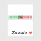 Made in Saint Kitts and Nevis Barcode Flag Sticker (Vel)
