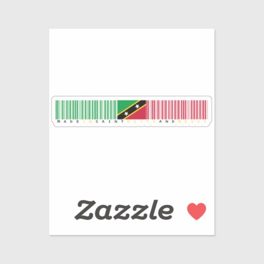 Made in Saint Kitts and Nevis Barcode Flag Sticker (Vel)