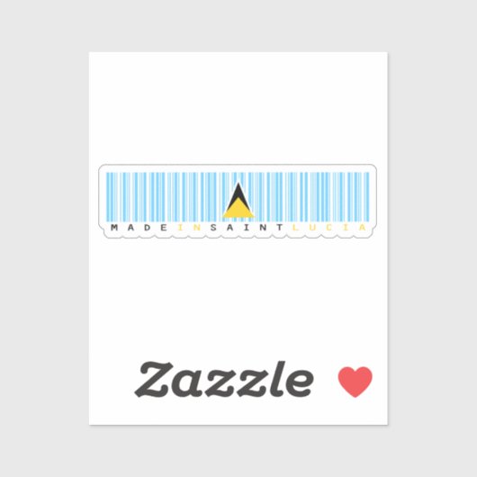 Made in Saint Lucia Barcode Flag Sticker (Vel)