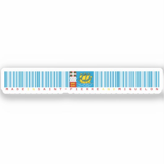 Made in Saint Pierre Barcode Flag Sticker (Voorkant)