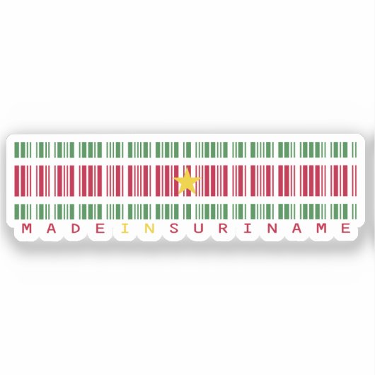 Made in Suriname Barcode Flag Sticker (Voorkant)