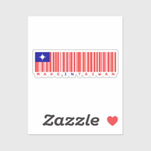 Made in Taiwan Streepjescode Vlag Ontwerp Sticker