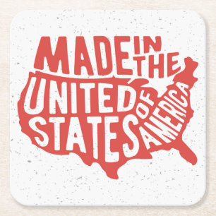 Made in United States Typografie Vierkante Kartonnen Onderzetter