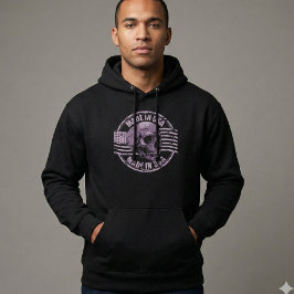 Made in USA Distressed Purple Skull Men's Hoodie