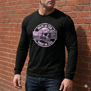 Made in USA Vervallen Paarse Schedel Heren T-Shirt
