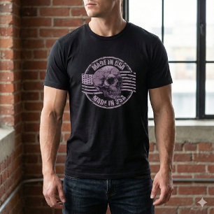 Made in USA Vervallen Paarse Schedel Heren T-Shirt