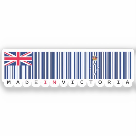 Made in Victoria Barcode Flag Sticker (Voorkant)