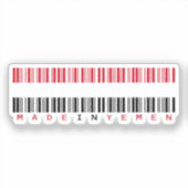 Made in Yemen Barcode Flag Design Sticker (Voorkant)