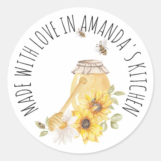 Made met liefdeshoningkarper Klassiek Ronde Sticker (Voorkant)