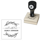 Made met liefdesnaam Laurel Leaf Rubberstempel (Gestempeld)