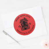 Made met liefdesrode kerst ronde sticker (Envelop)