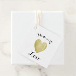 Made met Love Heart Stamp Faux Gold Foil Bedankjes Labels