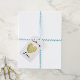 Made met Love Heart Stamp Faux Gold Foil Cadeaulabel