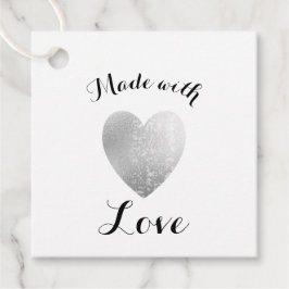 Made met Love Heart Stamp Faux Silver Foil Bedankjes Labels
