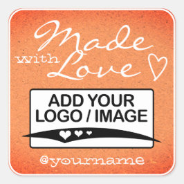 Made met Sjabloon Kraft Paper Peach Vierkante Sticker