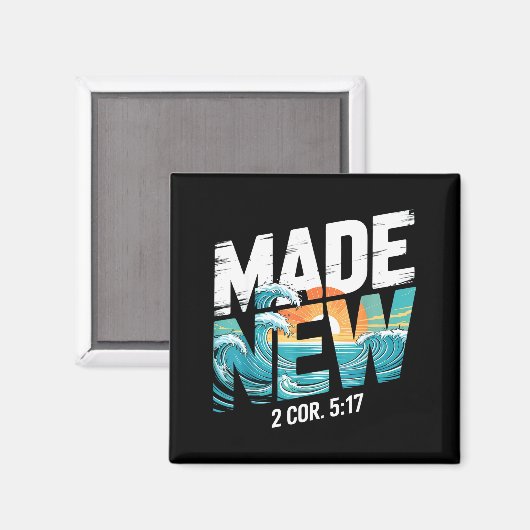 Made New Baptism Shirt Christian Shirts For Youth Magneet (Voorkant / Achterkant)
