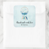 Made with Love Blue Dreamweaver Stylish Boho Vierkante Sticker (Tas)
